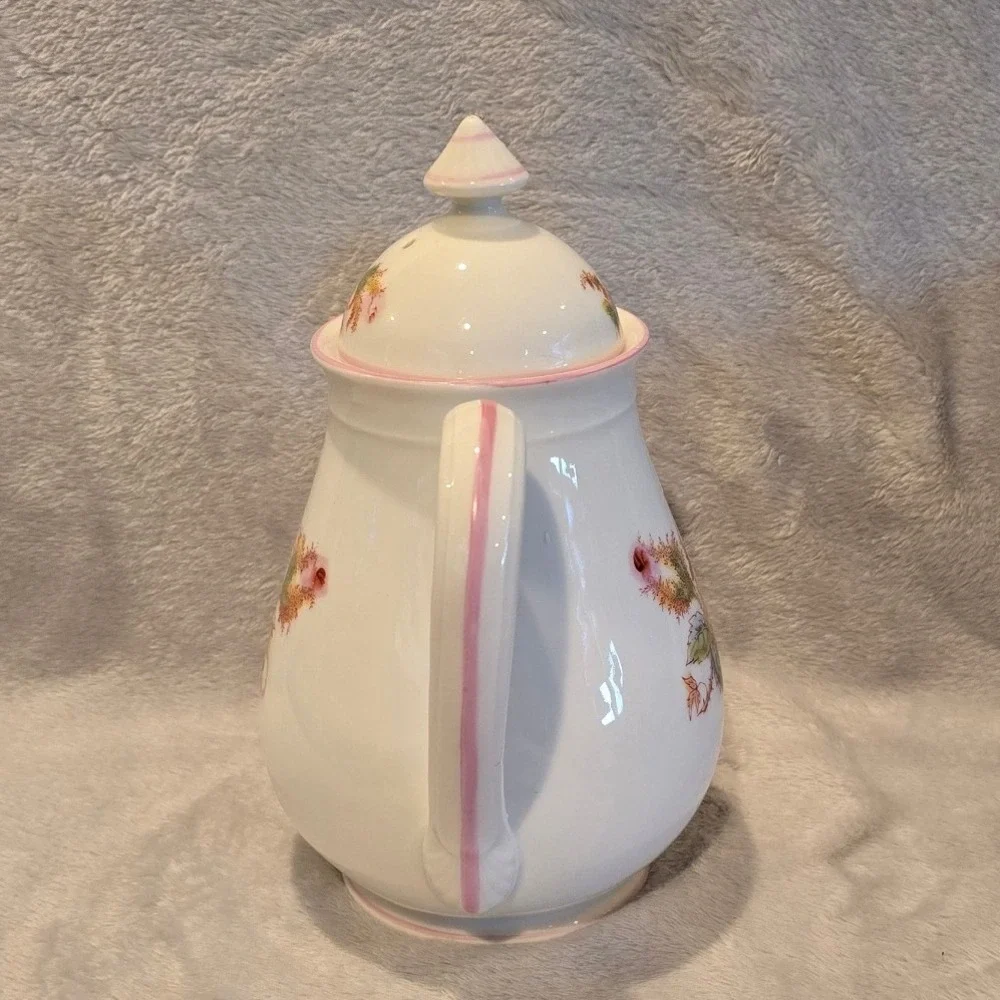 Vintage Haviland & Co Moss‎ Rose with Pink Trim Tea Pot